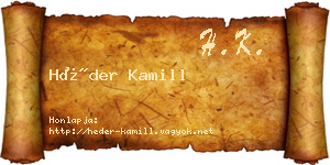 Héder Kamill névjegykártya